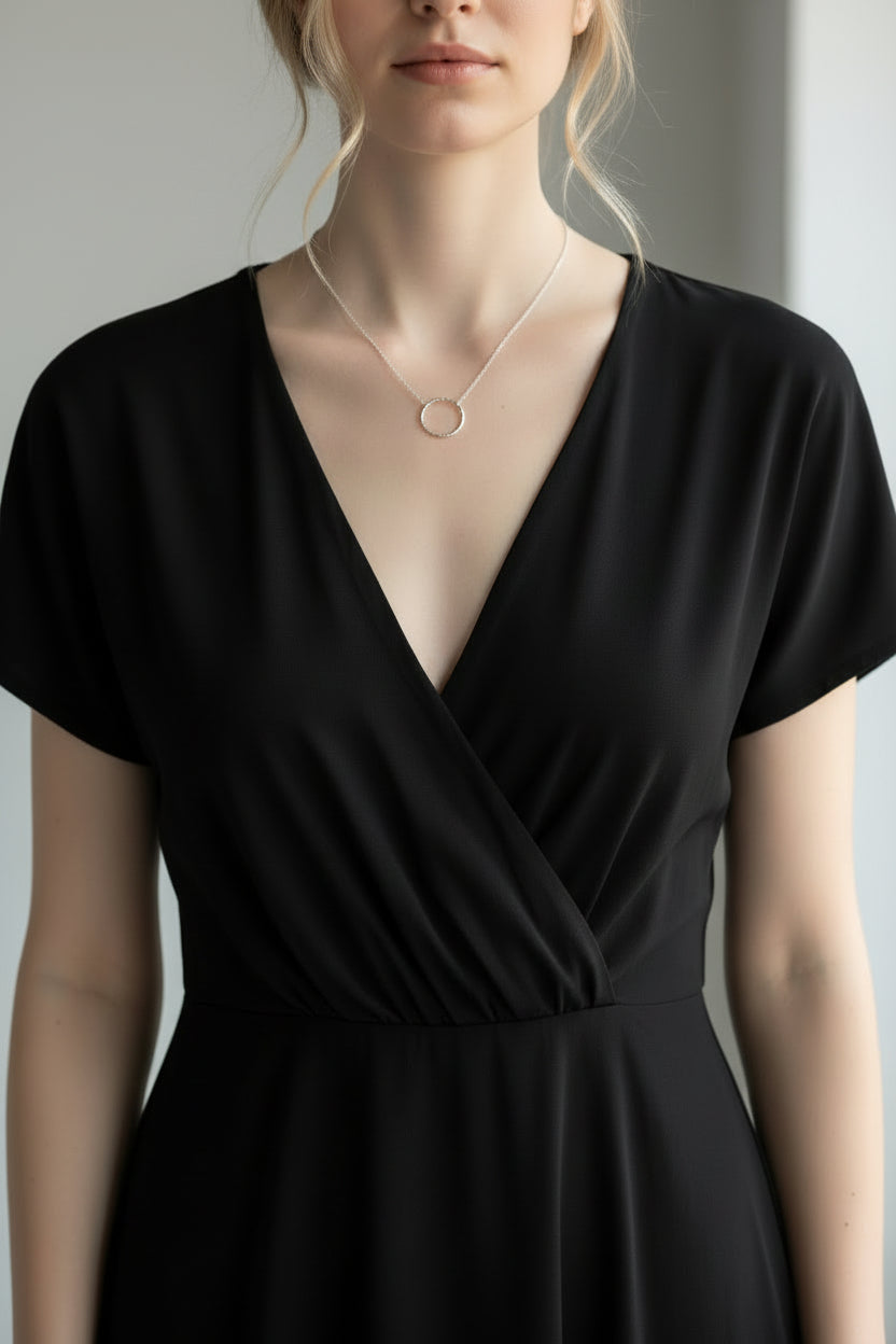 Hammered Ring Necklace in Gold or Silver