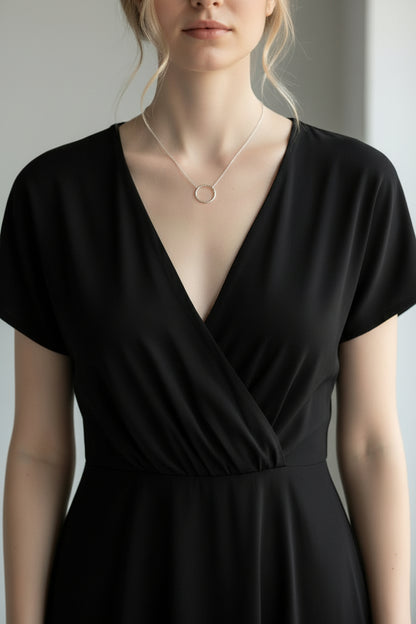 Hammered Ring Necklace in Gold or Silver