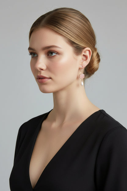 Pearl Drop and Real Flower Earrings