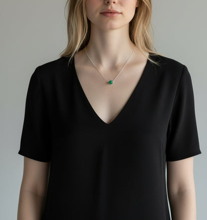 Minimalist Jade Bead Pendant Necklace