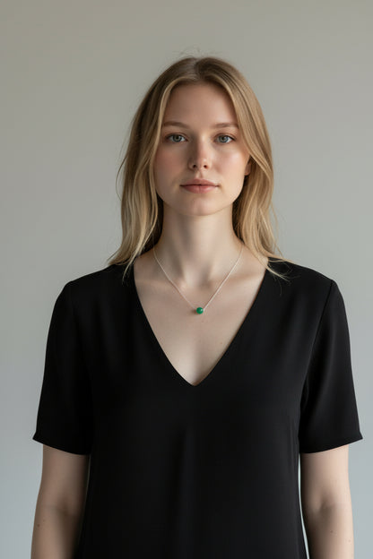 Minimalist Jade Bead Pendant Necklace