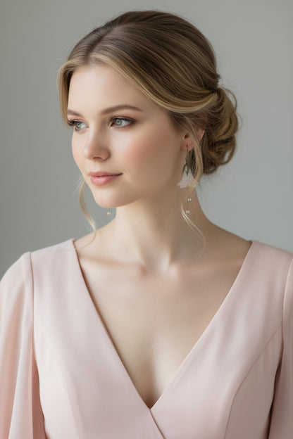 Long White Snowdrop Earrings