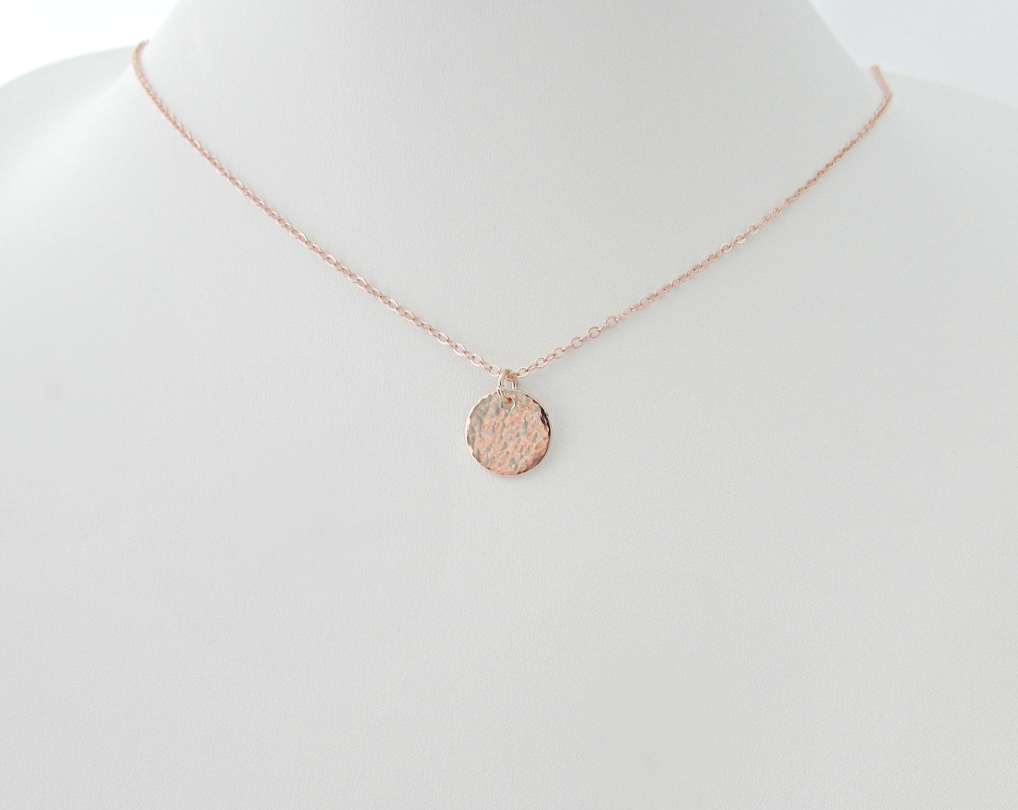 Rose Gold Hammered Coin Necklace