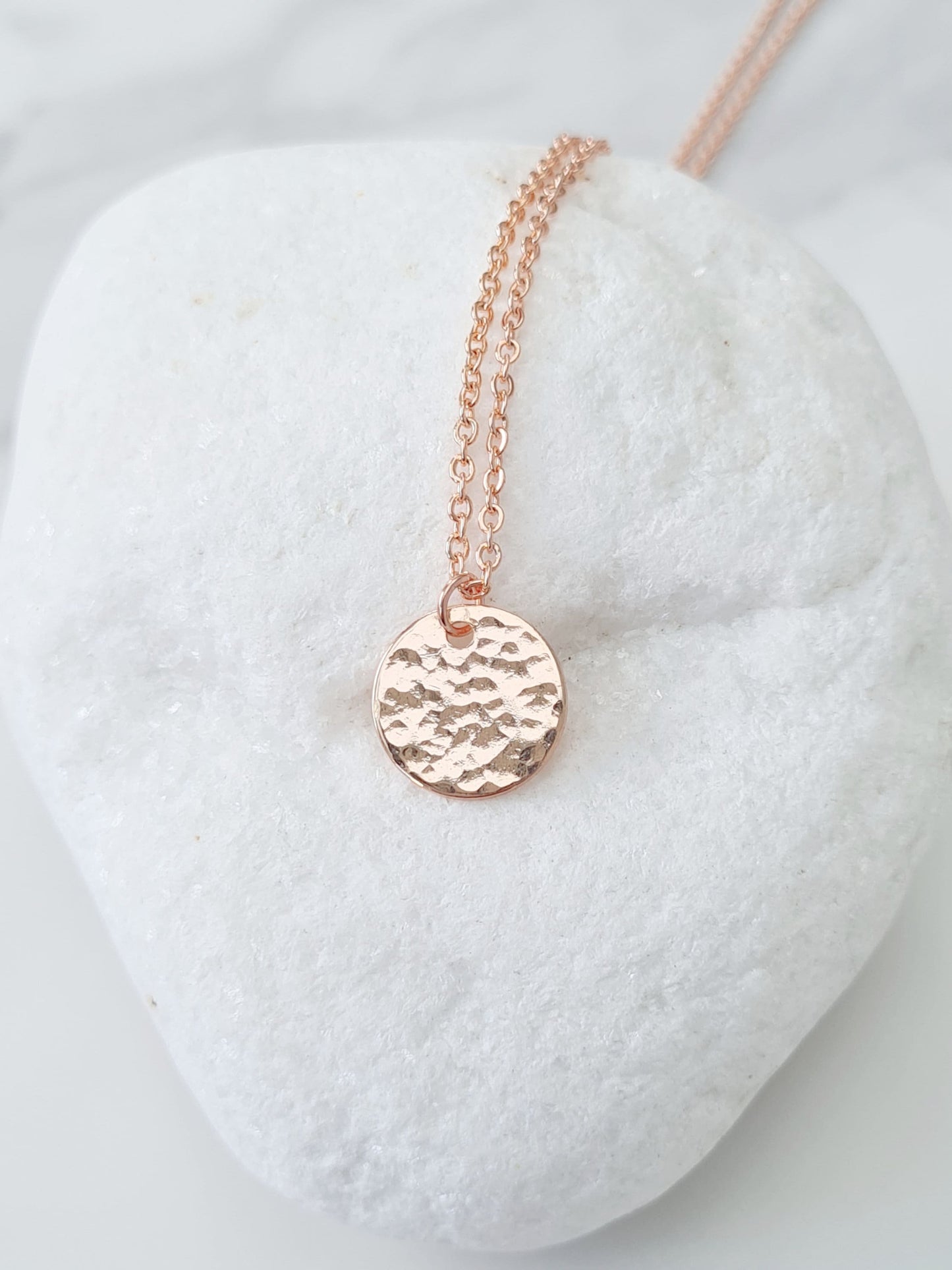 Rose Gold Hammered Coin Necklace