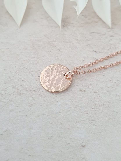 Rose Gold Hammered Coin Necklace