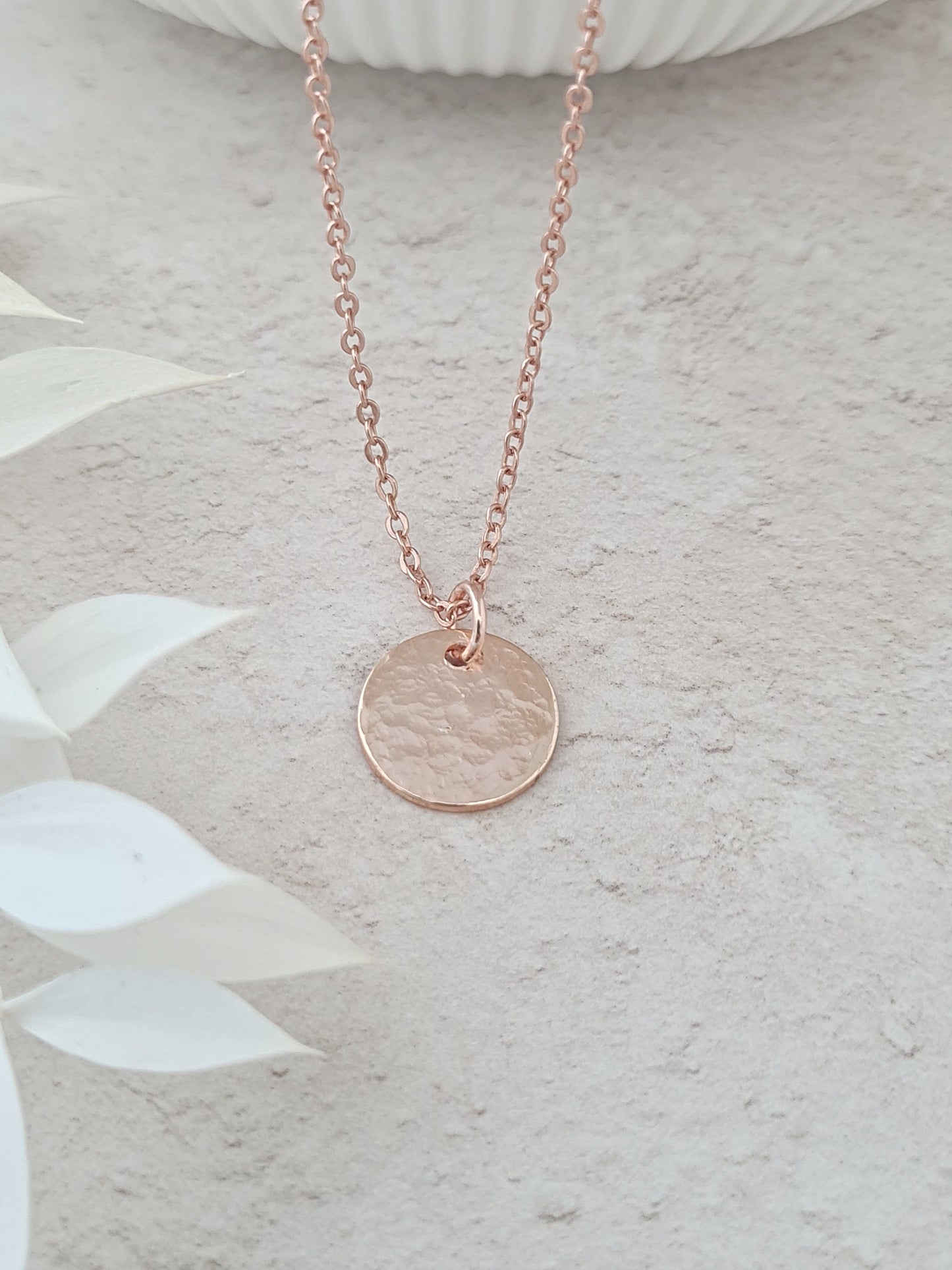 Rose Gold Hammered Coin Necklace