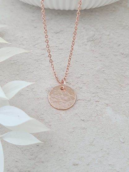 Rose Gold Hammered Coin Necklace