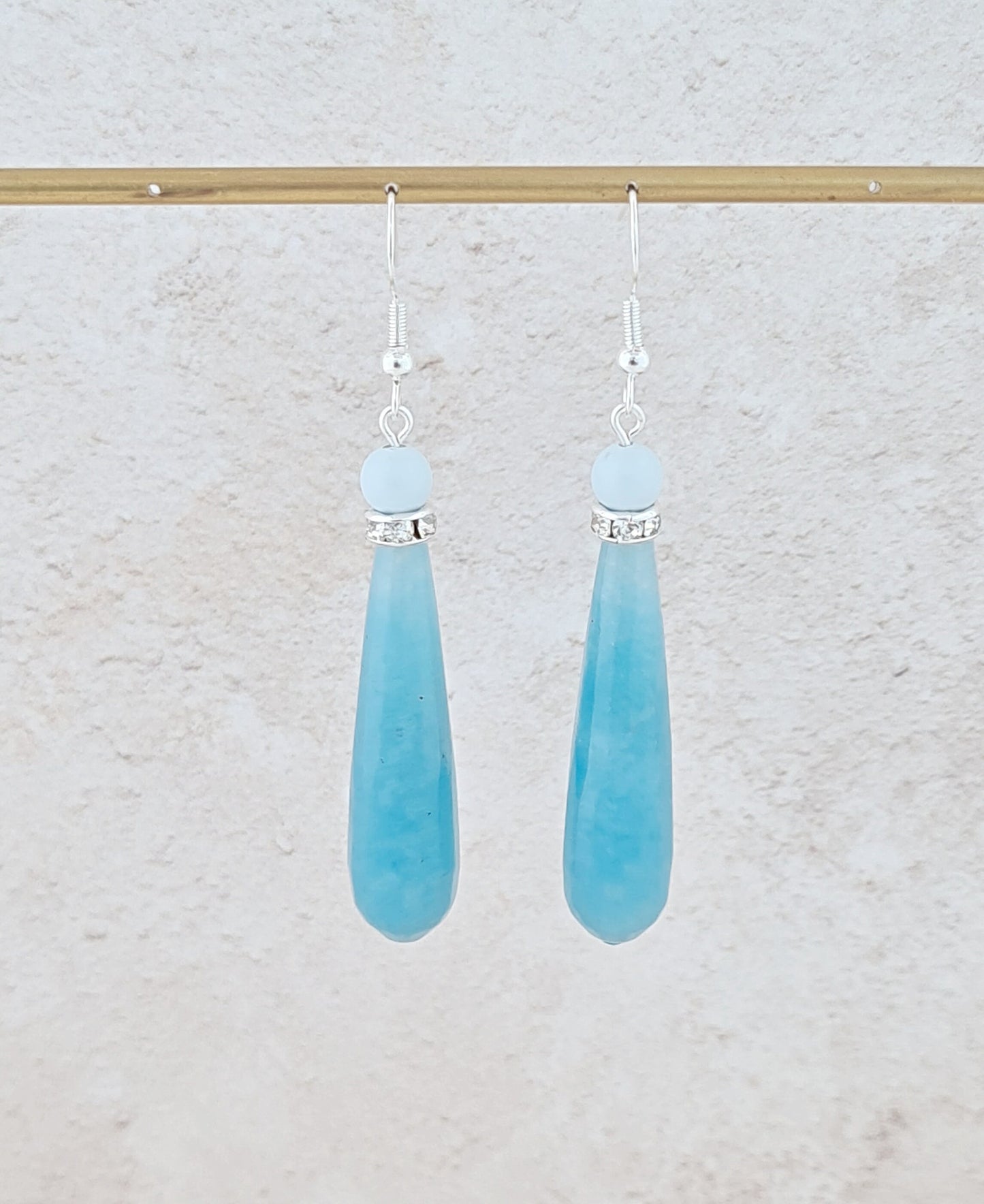 Long Aquamarine Drop Earrings