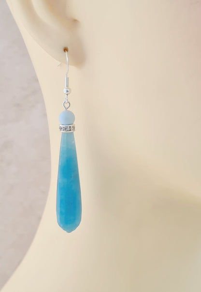 Long Aquamarine Drop Earrings